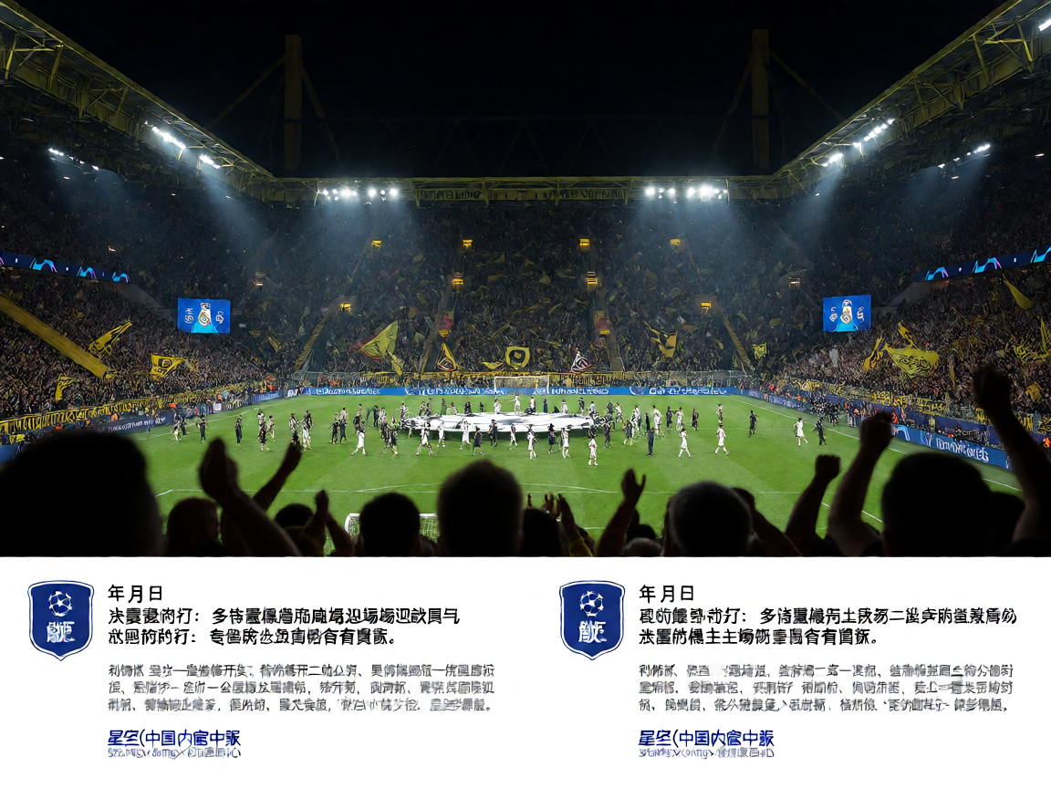 欧冠比赛夜场,球场灯光璀璨,球迷热情高涨